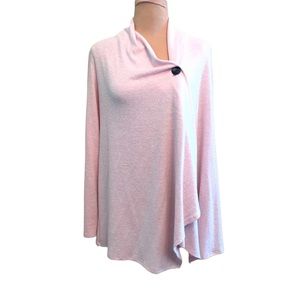 Apt. 9 light pink button shawl with sleeves and waterfall front M